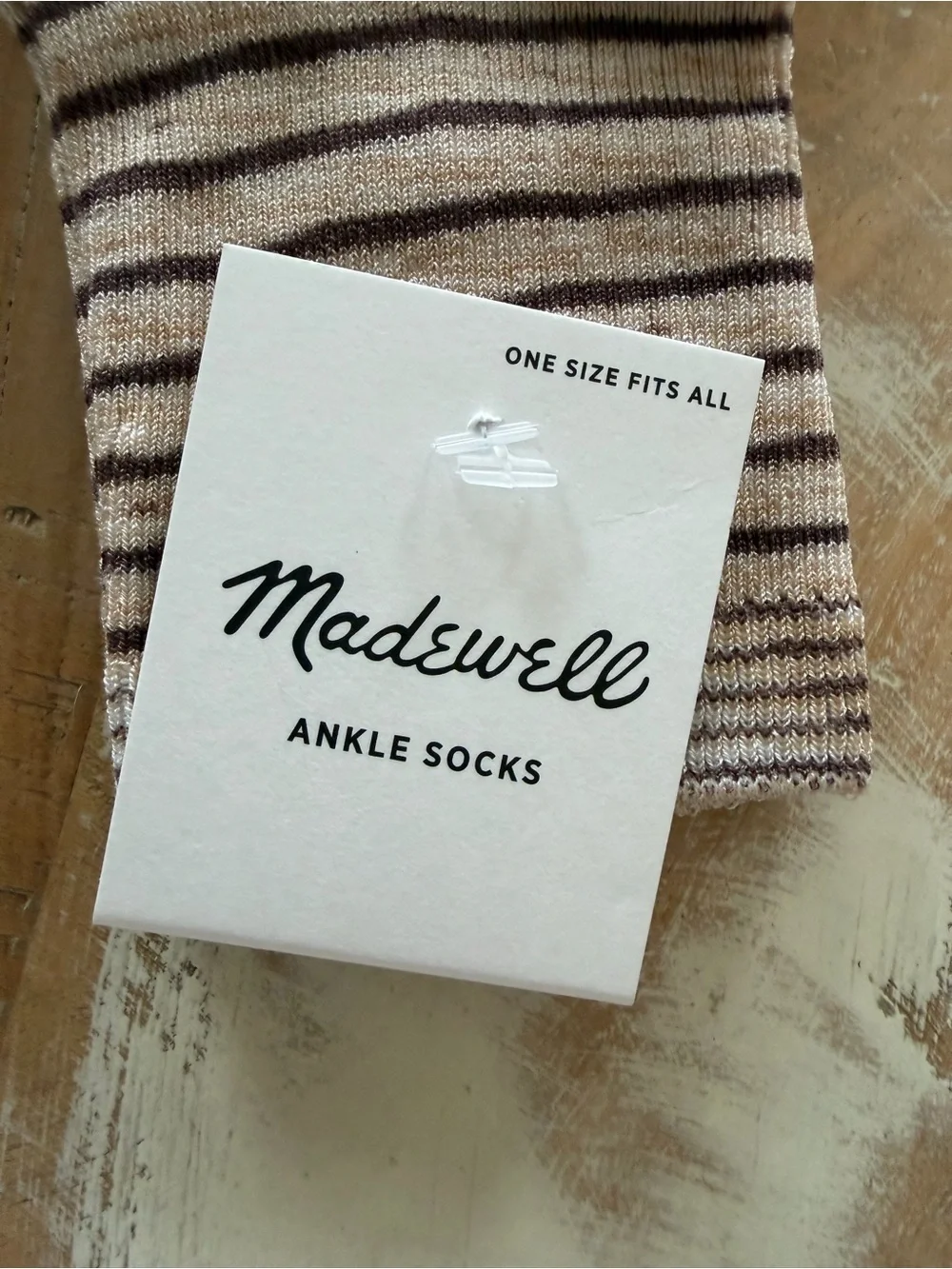 Madewell Striped Ankle Socks in Beige and Brown